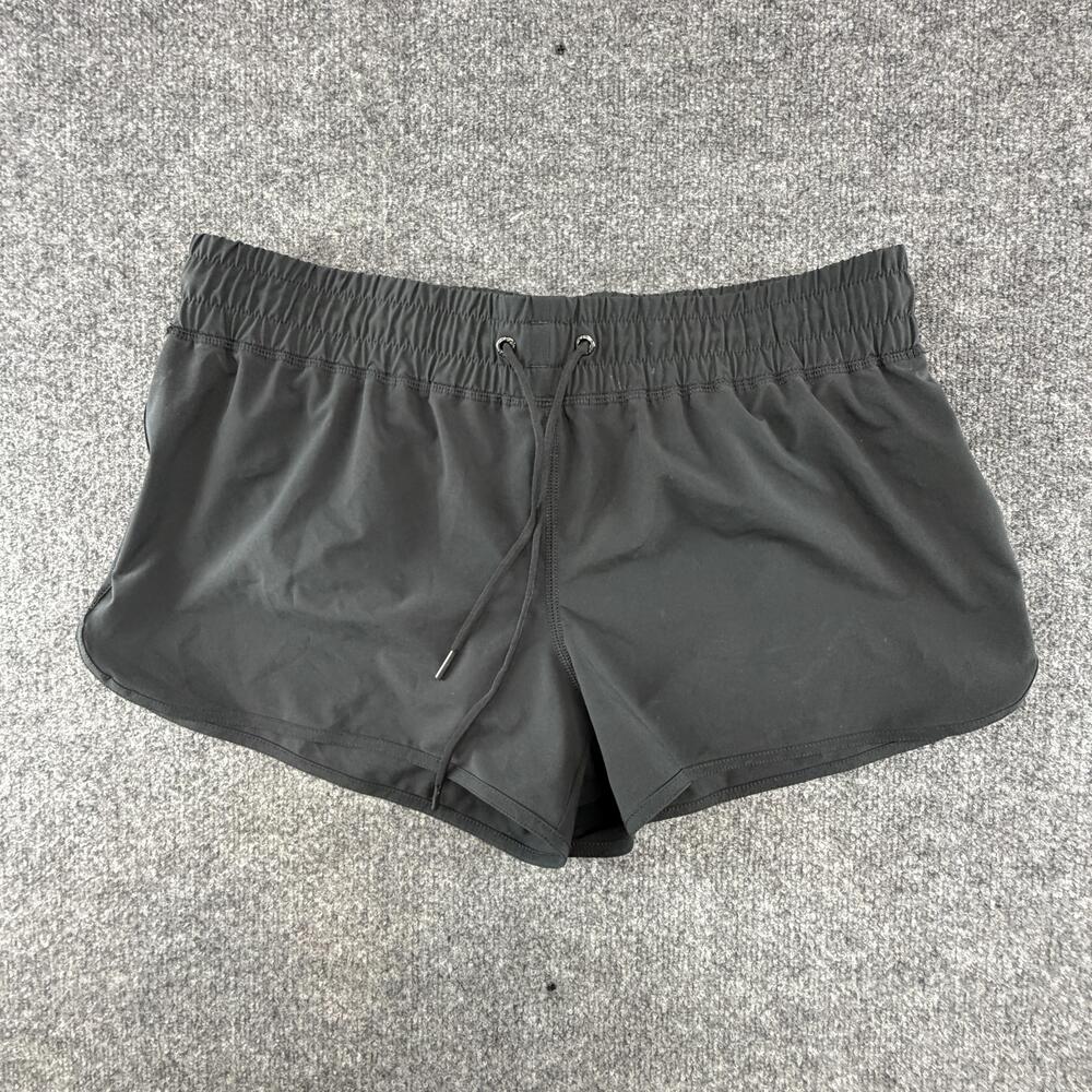 Lands' End Swim Shorts Womens 14 Black Built-In Brief Drawstring Lined Quick Dry
